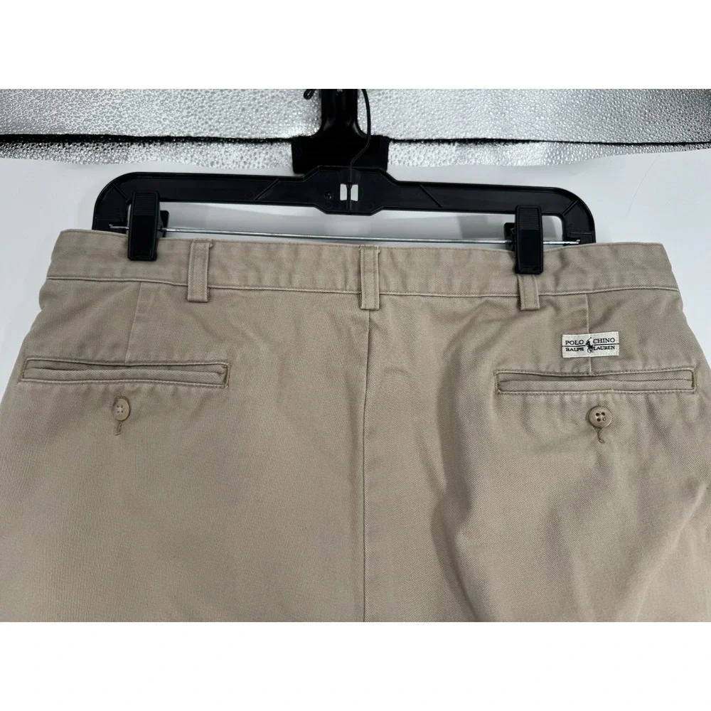 Polo Ralph Lauren Andrew Pants Mens Size 35x32 Khaki Vintage Baggy Pleated Chino